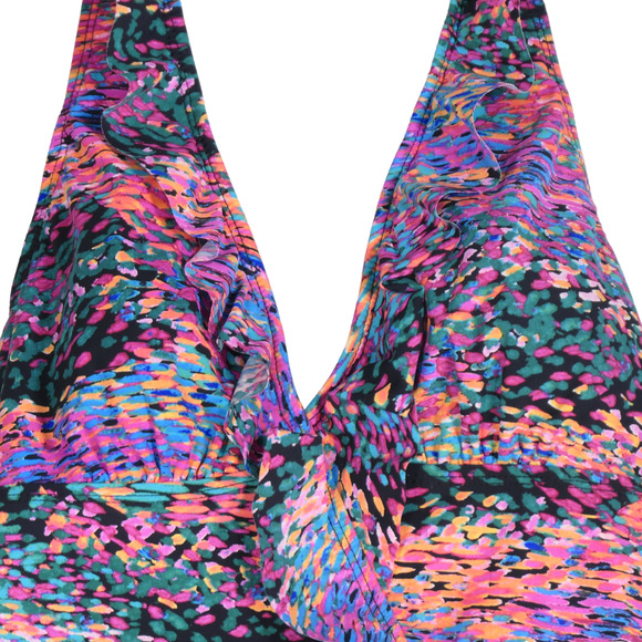 Assets Sara Blakely Spanx Tankini Womens Small Rainbow Swim Top Ruffle Bra Pads - Picture 3 of 9